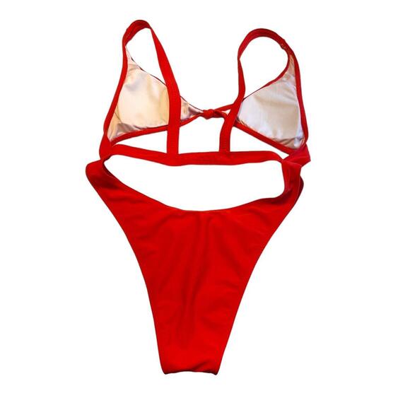 RED Monokini Size S/M Sexy One Piece Swimsuit Strappy Bathing Suit Beach - Picture 9 of 13
